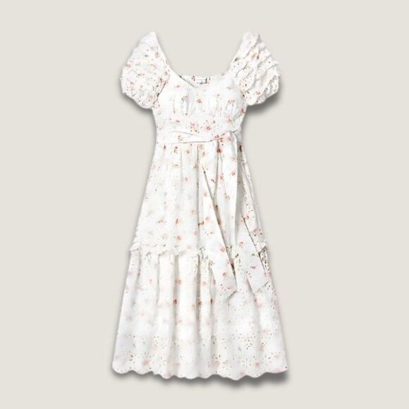LoveShackFancy x Target Eyelet Midi Dress Floral Fairycore Puff Sleeve Pastel XL - Picture 2 of 16